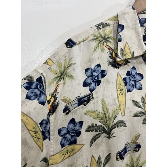 Silk Resort Camp Button Up Shirt XL Hawaiian Woody Surf Luxury Vacation Boho - Picture 4 of 12